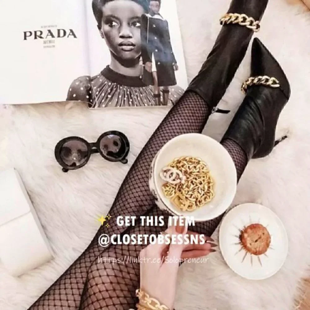 Zara Black Pointed Toe Stiletto Ankle Boots with Gold Chain